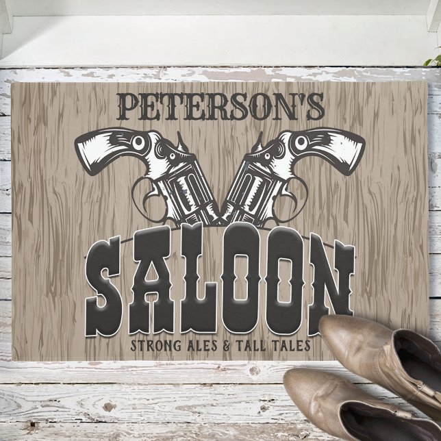 Personalized NAME Wild West Gun Revolver Saloon Doormat (Creator Uploaded)