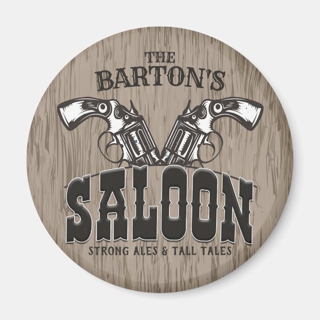 Personalized NAME Wild West Gun Revolver Saloon Magnet (Front)