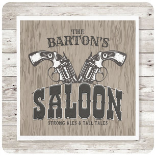 Personalized NAME Wild West Gun Revolver Saloon Napkin
