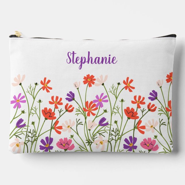 Personalized Name Wildflower Cosmetic Bag (Front)