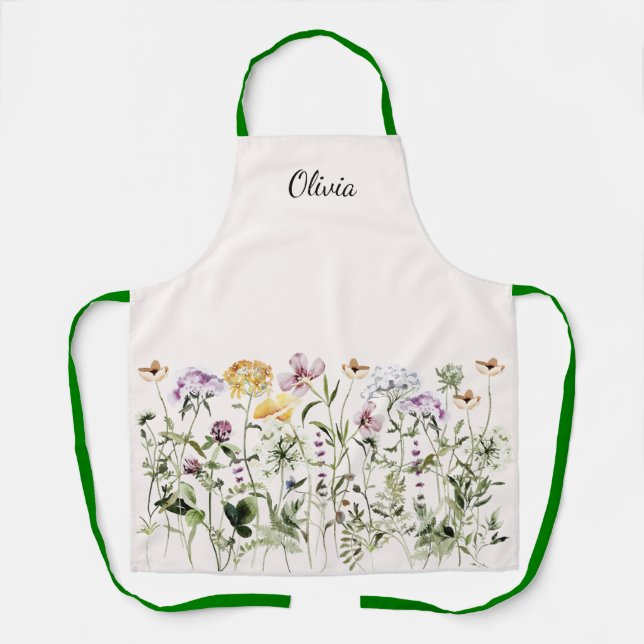 Personalized Name Wildflower Garden Apron (Front)