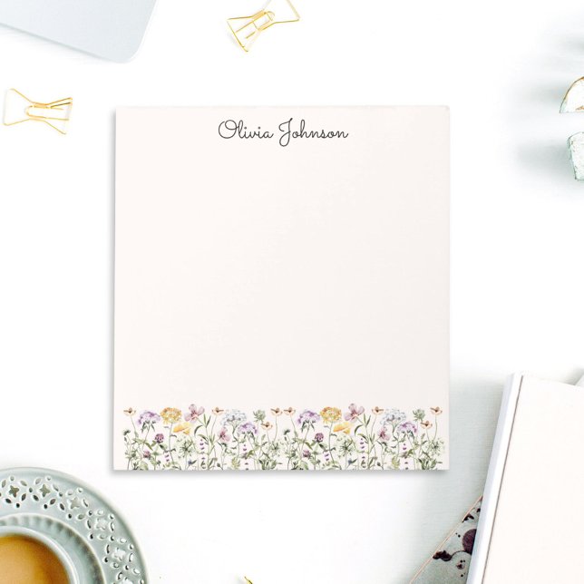 Personalized Name Wildflower Garden Notepad (In situ Office desk)