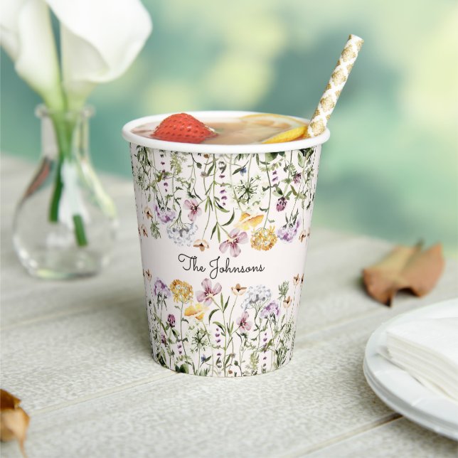 Personalized Name Wildflower Garden Paper Cups (Insitu)