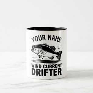 Personalized Name Wind Current Drifter Bass Fish Two-Tone Coffee Mug
