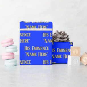 Personalized Name Wish Elegant Royal Blue Yellow Wrapping Paper