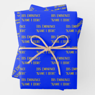 Personalized Name Wish Elegant Royal Blue Yellow Wrapping Paper Sheet