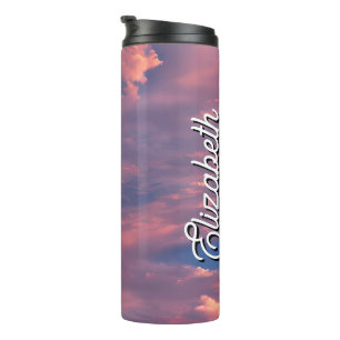 Personalized Name Wispy clouds Thermal Tumbler