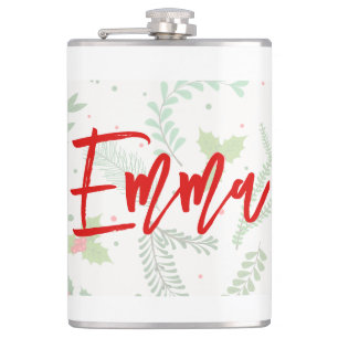 Personalized name with Christmas pattern Hip Flask