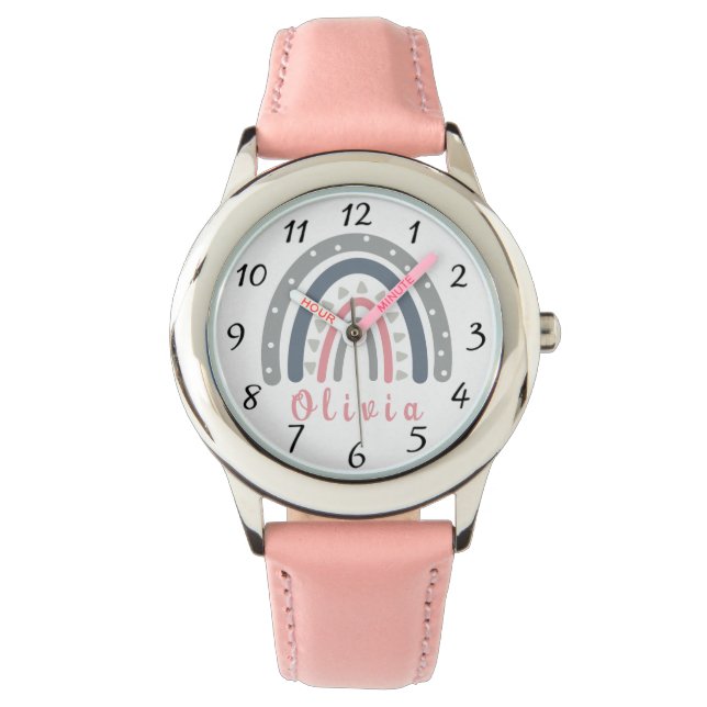 Personalized Name with Cool Boho Rainbow  Watch (Front)