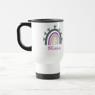 Personalized Name with Cute Boho Rainbow Travel Mug