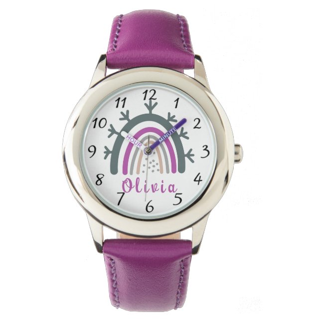 Personalized Name with Cute Boho Rainbow  Watch (Front)