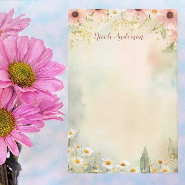  Personalized Name with Daisy Flower Watercolor Post-it Notes (Creator Uploaded)