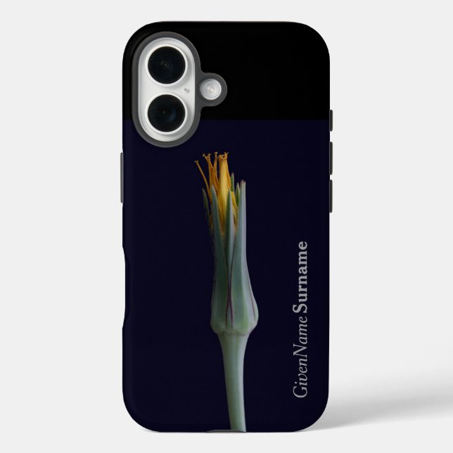 Personalized Name with Elegant Flower on Black Case-Mate iPhone Case (Back)