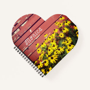 Personalized Name with Rustic Wood & Flowers  Notebook