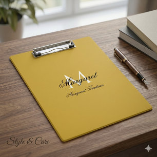 Personalized Name with Stylish Monogram M Gold Clipboard