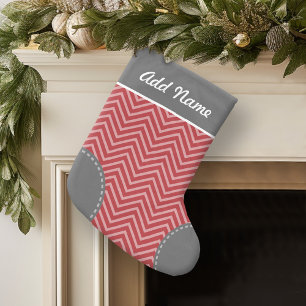 Personalized Name with Trendy Chevron Pattern Small Christmas Stocking
