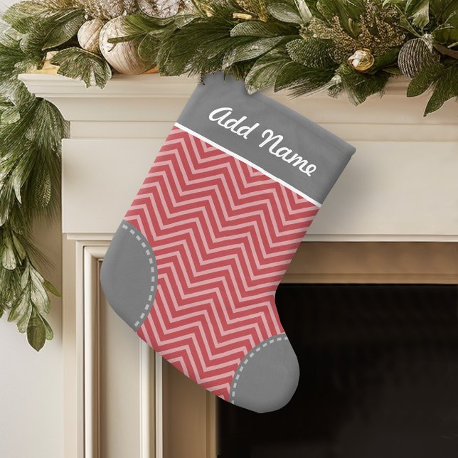 Personalized Name with Trendy Chevron Pattern Small Christmas Stocking (Personalized Christmas Stocking)