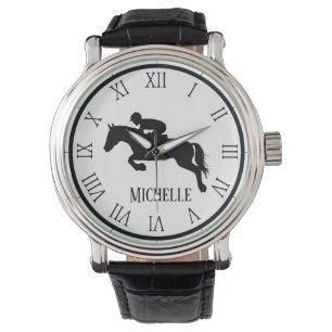 Personalized Name withe and black Horse  Watch