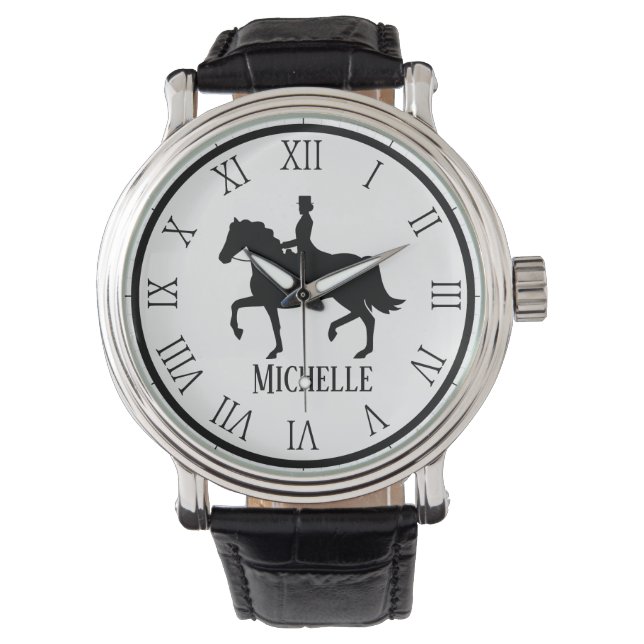 Personalized Name withe and black Horse  Watch (Front)