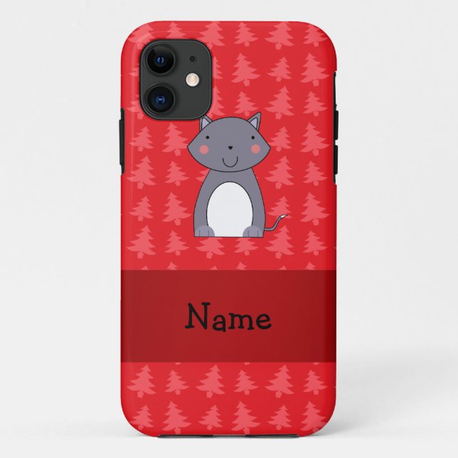 Personalized name wolf red christmas trees Case-Mate iPhone case (Back)