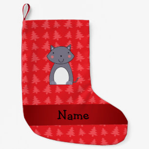 Personalized name wolf red christmas trees small christmas stocking