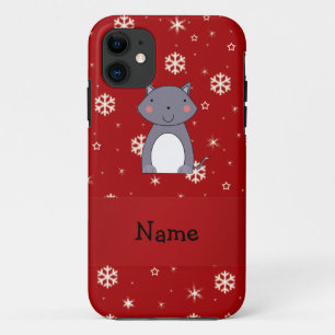 Personalized name wolf red snowflakes iPhone 11 case