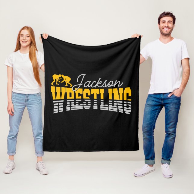Personalized NAME Wrestling School Team Wrestler  Fleece Blanket (In Situ)
