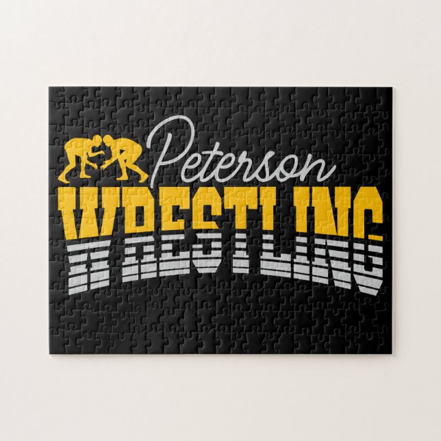Personalized NAME Wrestling School Team Wrestler Jigsaw Puzzle (Horizontal)