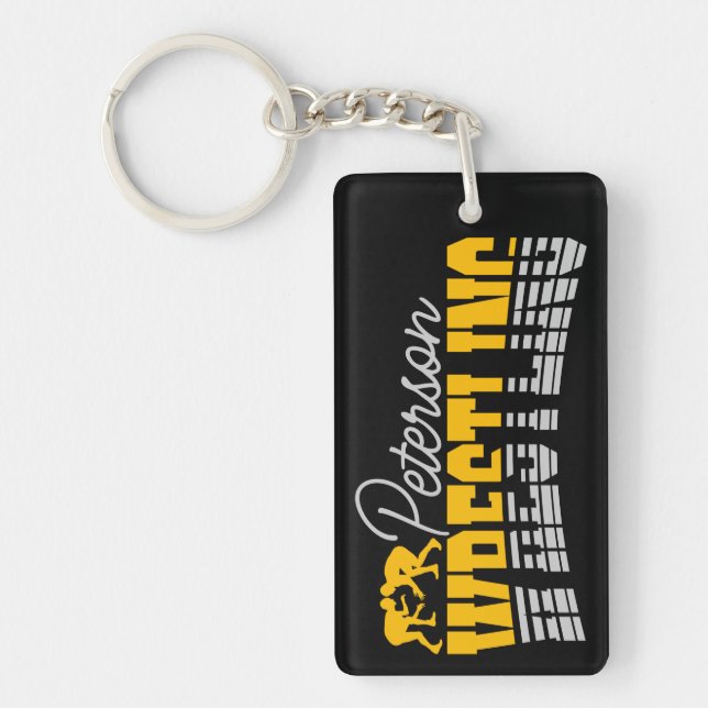 Personalized NAME Wrestling School Team Wrestler  Keychain (Front)