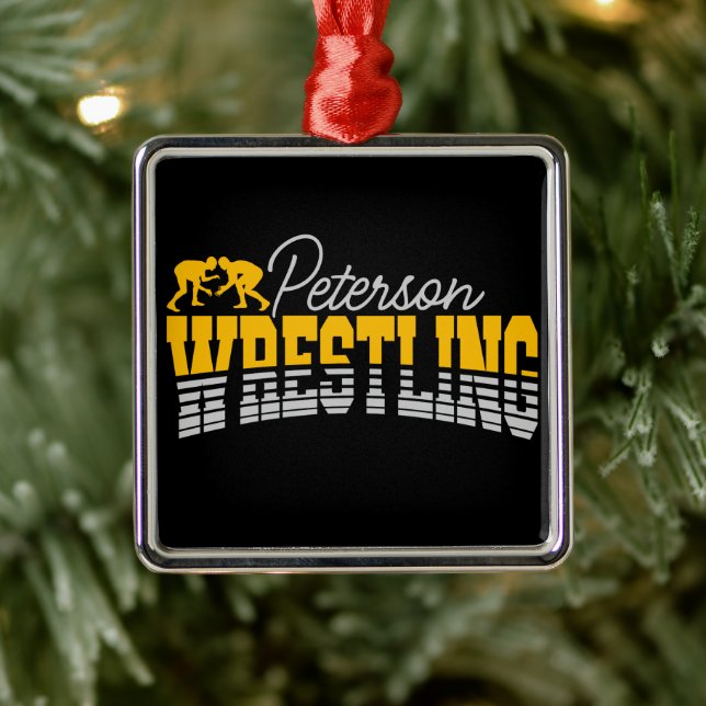 Personalized NAME Wrestling School Team Wrestler  Metal Ornament (Tree)