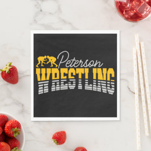 Personalized NAME Wrestling School Team Wrestler Napkin