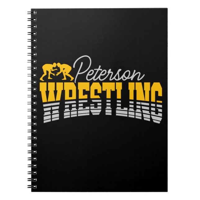 Personalized NAME Wrestling School Team Wrestler Notebook (Front)