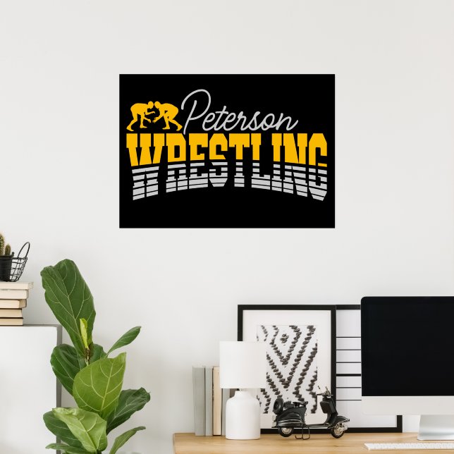 Personalized NAME Wrestling School Team Wrestler  Poster (Home Office)