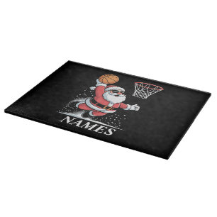 Personalized Name Xmas Santa Dunking Basketball Cutting Board