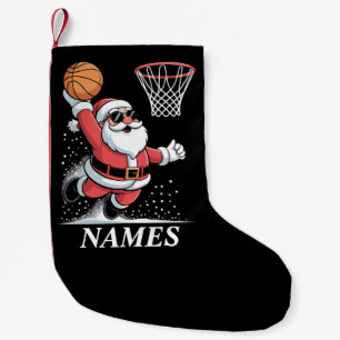 Personalized Name Xmas Santa Dunking Basketball Small Christmas Stocking