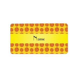 Personalized name yellow basketballs label