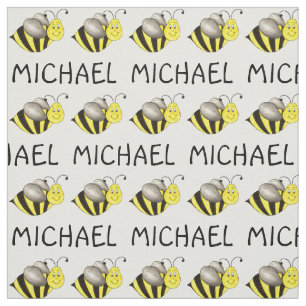Personalized Name Yellow Bee Bumblebee Honeybee Fabric