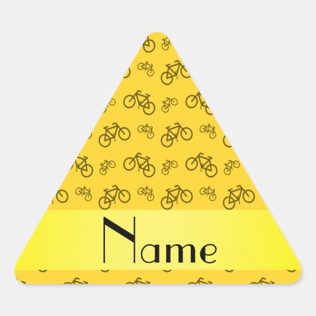 Personalized name yellow bicycle pattern triangle sticker (Front)