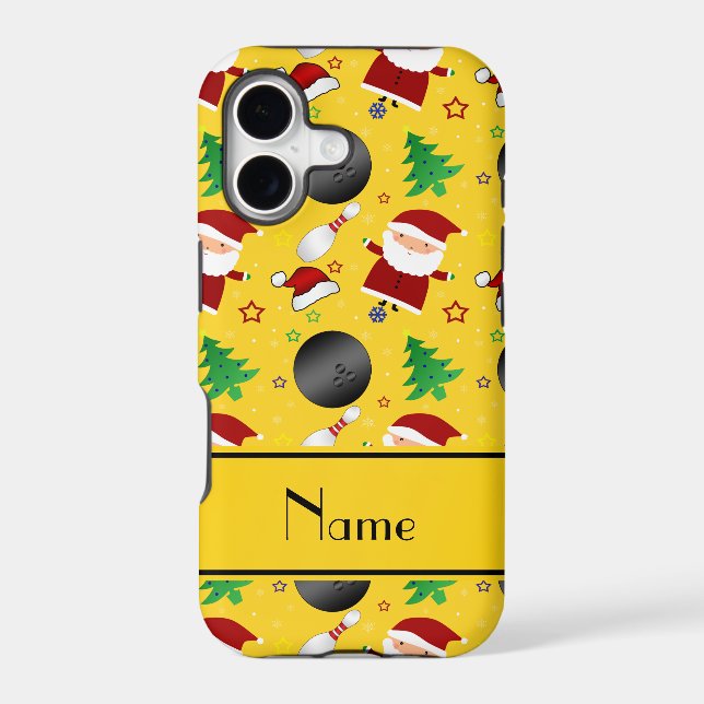 Personalized name yellow bowling christmas pattern (Back)