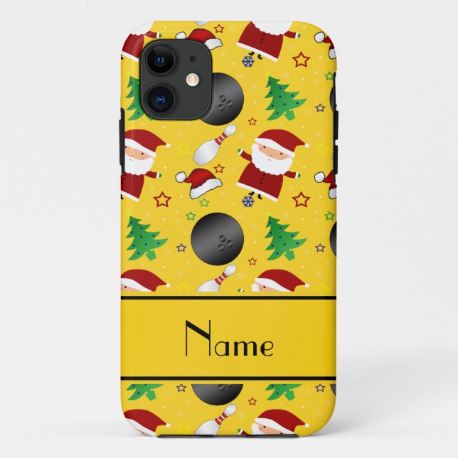 Personalized name yellow bowling christmas pattern Case-Mate iPhone case (Back)