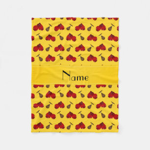 Personalized name yellow boxing pattern fleece blanket