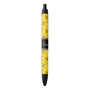 Personalized name yellow cheerleader pattern black ink pen