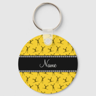 Personalized name yellow cheerleader pattern keychain