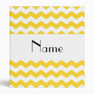 Personalized name yellow chevrons binder