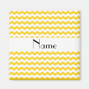 Personalized name yellow chevrons magnet