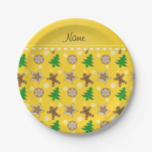 Personalized name yellow christmas cookies paper plate