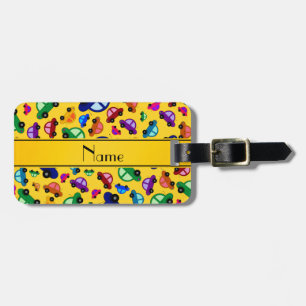 Personalized name yellow cute car pattern luggage tag