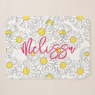 personalized name yellow daisy pattern modern sherpa blanket