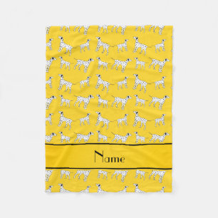 Personalized name yellow dalmatian dogs fleece blanket