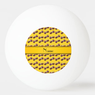 Personalized name yellow firetrucks ping pong ball